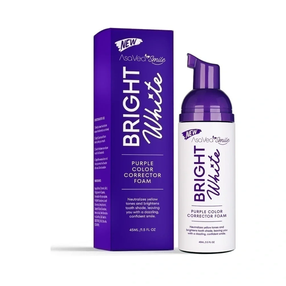 Brand New Bright White Bundle Purple Color Correcting Foam & Whitening Strips